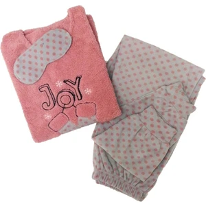 Kadın Peluş Welsoft Polar Kalın Kışlık Uyku Bantlı Ev Pijama Takımı