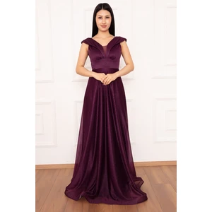 Ruby 13280 Simli Tül Uzun Elbise