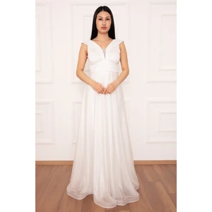 Ruby 13280 Simli Tül Uzun Elbise