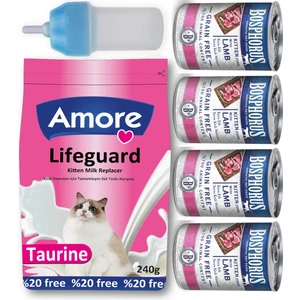 Lifeguard Yavru Kedi Süt Tozu 240 gr + Biberon + Kitten Konserve 4 x 415 gr