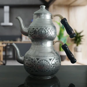 Binbir Trend Eskitme Işlemeli Bakır Jumbo Çaydanlık Takımı 4,5 Lt