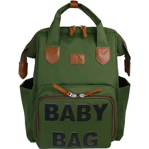 Monaco Baby Bag Baskılı Anne Bebek Bakım Sırt Çantası-Haki