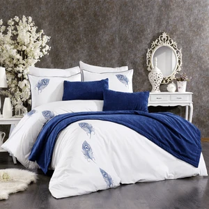 Minelya Home Collection 9 Parça Pamuklu Kadife Runner Örtülü Nakışlı Penna Nevresim Takımı
