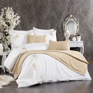 Minelya Home Collection 9 Parça Pamuklu Kadife Runner Örtülü Nakışlı Penna Nevresim Takımı
