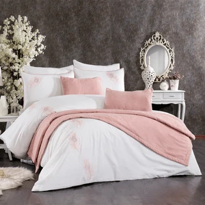 Minelya Home Collection 9 Parça Pamuklu Kadife Runner Örtülü Nakışlı Penna Nevresim Takımı