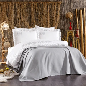 Minelya Home Collection 7 Parça Pike Yatak Örtülü Fil Desenli Pamuk Amazon Fırfırlı Nevresim Takımı