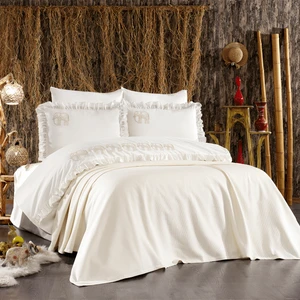 Minelya Home Collection 7 Parça Pike Yatak Örtülü Fil Desenli Pamuk Amazon Fırfırlı Nevresim Takımı