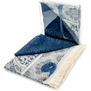 İhvan Online Özel Kutulu Örtülü Seccade Seti Lacivert