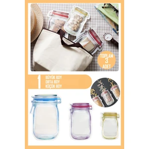 Kavanoz Görünümlü Saklama Poşeti Setleri Kilitlenebilir Çıtçıtlı Buzdolabı Saklama Kabı