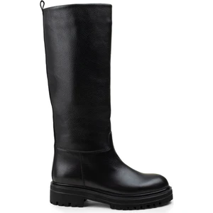 Deri Siyah Kadın Çizme