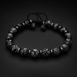Alnis Atelier Gerçek Obsidyen Doğal Taş Bileklik