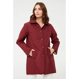 Desen Triko Kadın Kapitone Ceket Bordo