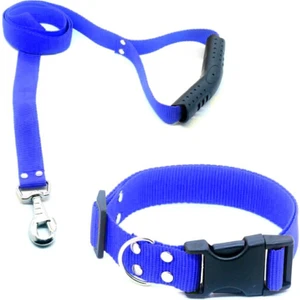 Ayarlanabilir Köpek Tasması + Gezdirme Kayışı Mavi