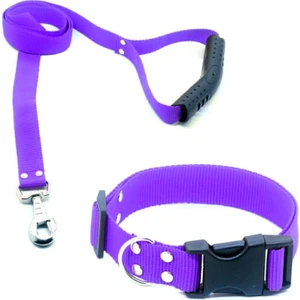 Ayarlanabilir Köpek Tasması + Gezdirme Kayışı Mor