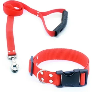 Ayarlanabilir Köpek Tasması + Gezdirme Kayışı Kırmızı