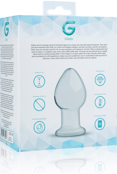 Glass Gildo Glass Buttplug No. 26 El Yapımı Cam Anal Plug - Transparan-9cm