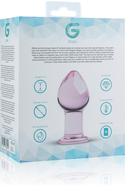 Glass Gildo Pink Glass Buttplug - El Yapımı Cam Anal Plug-Pembe