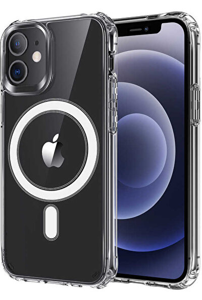 Teleplus iPhone 12 Kılıf Manyetik Kristal Wiriless Destekli Sert Kapak Silikon + 20000 mAh Magsafeli Powerbank Lacivert
