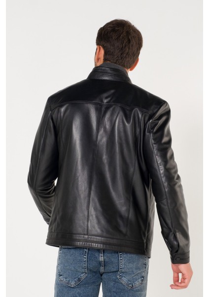 Deri Biker Style Düz Koyu Siyah Mont Ceket modelleri