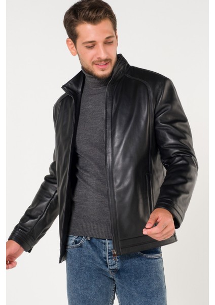 Deri Biker Style Düz Koyu Siyah Mont Ceket fırsatları