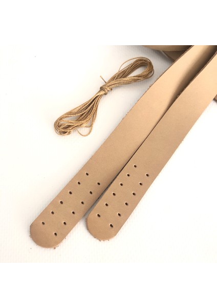 Atölyesi Deri Dikilebilir Çanta Sapı (Çift/75 Cm) - Kemik Rengi
