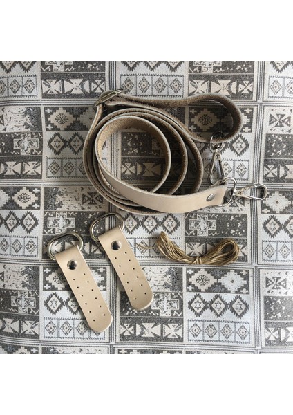 Atölyesi Deri Çanta Sapı Gümüş Renk Aksesuarlı (120 Cm) - Kemik Rengi modelleri