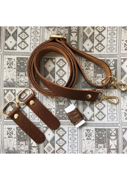 Atölyesi Deri Çanta Sapı Altın Renk Aksesuarlı (120 Cm) - Fındık Rengi modelleri