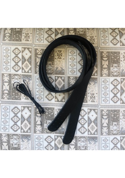 Atölyesi Deri Dikilebilir Çanta Sapı (Çift/75 Cm) - Siyah Rengi