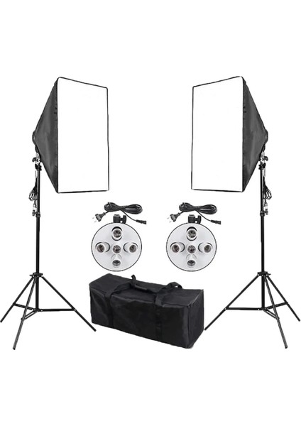 Profesyonel 5 Duylu Sürekli Işık Softbox 50 x 70 cm 2'li Set