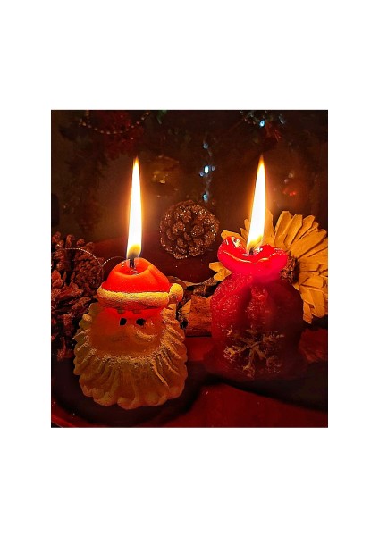 Noel Baba ve Çuvalı Yılbaşı Temalı Dekoratif Tasarım 2 Li Mum Seti ( Yeniyıl Christmas Konsept) modelleri