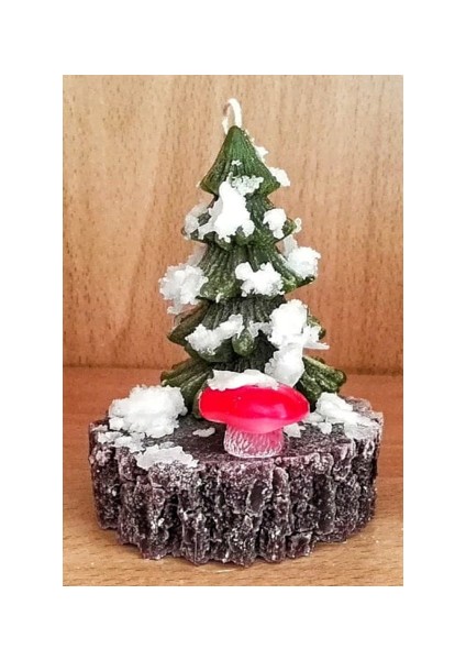 Yılbaşı Kütük Mumlu Karlı Çam Ağacı Mum ( Noel Yeniyıl Christmas Konsept) fiyatları