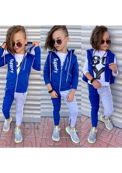 Erkek Çocuk Fermuarlı Spor Günlük Mavi Takım fiyatları