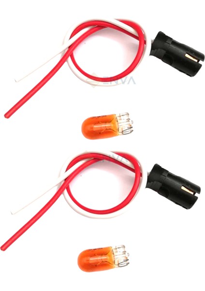 T10 Turuncu Ampul ve Kablolu Duy 2 Adet 5W 12V Takım