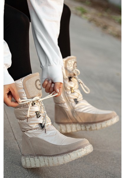 Julia Su Geçirmez Sıcak Astar Kaymaz Taban Fermuarlı Fashion Kadın Spor Çizme