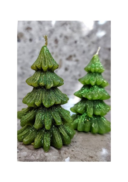 2 Li Yılbaşı Çam Ağacı Mum Simli ( Noel Yeniyıl Christmas Konsept) fiyatları