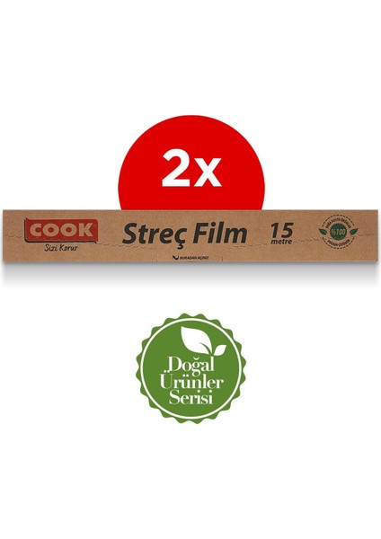 Doğal Streç Film 30 cm x 15 M 2'li Paket