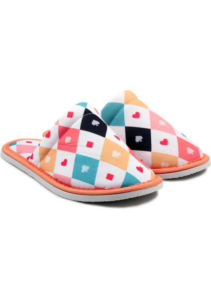 Unisex Ev Terliği Yumuşak Tabanlı Beyaz Poker Deseniyle indirimleri