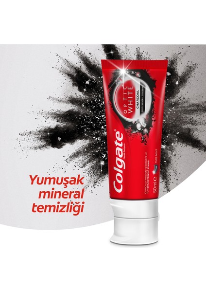 Optic White Aktif Kömür Yumuşak Mineral Temizliği Diş Macunu 50 ml x 5 Adet