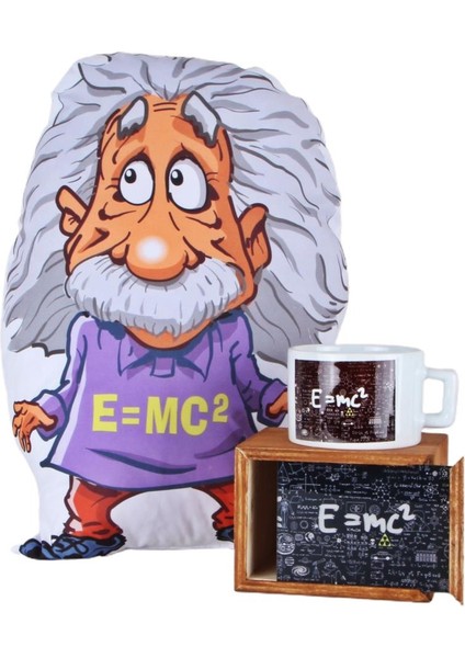 Einstein Yastık Einstein Kutulu Kupa Hediye Seti