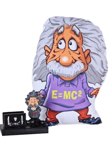 Einstein Kartvizitlik Einstein Yastık Hediye Seti
