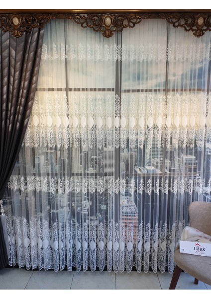 Lüks Tül Perde Brode 4 Işlem Beyaz Rengi - Pile 1e 2.,5 Sıklığı . fiyatları