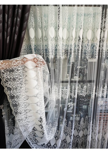 Lüks Tül Perde Brode 4 Işlem Beyaz Rengi - Pile 1e 2.,5 Sıklığı . indirimleri