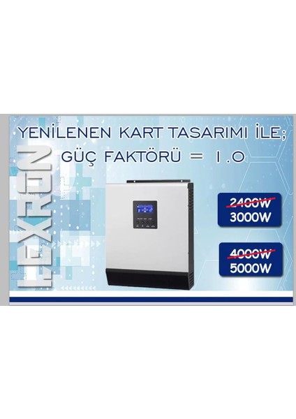 Lexron Smart 3kva 24V 3000 Watt Akıllı Inverter