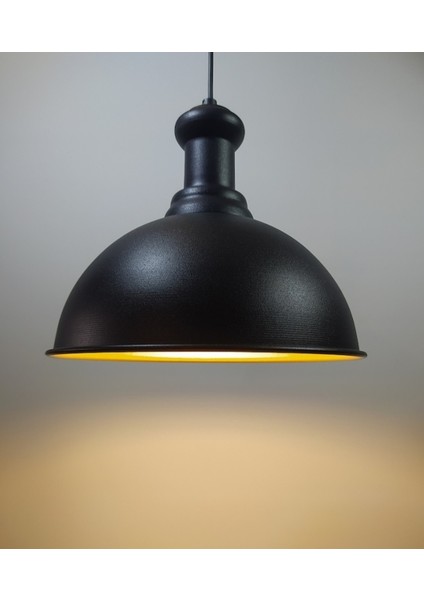 modern,rustik,vintage mutfak,oda,cafe,oteller için siyah 1xe27 metal sarkıt avize çap:40cm