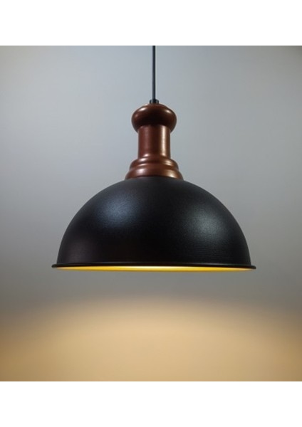 modern,rustik,vintage mutfak,oda,cafe,oteller için siyah 1xe27 metal sarkıt avize çap:40cm