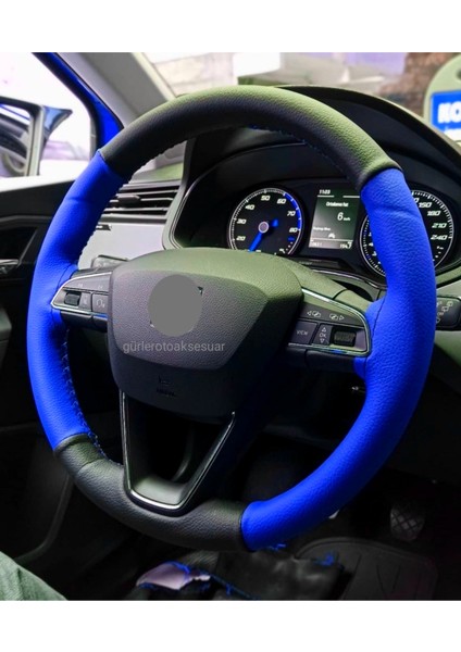 Vw Eos Iki Renkli Mavi Siyah Direksiyon Kılıfı
