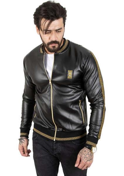 Siyah Etnik Desen Baskılı Suni Deri Mont 2210350 fırsatları