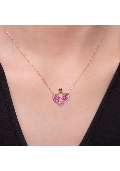 Tek Taş Kalp 925 Ayar Gümüş Kolye