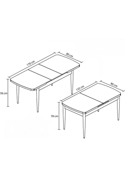 Concept Canisa Rio Serisi 80 x 132 cm Mdf Açılabilir Siyah Mermer Desen Mutfak Masa Takımı + 4 Adet Sandalye