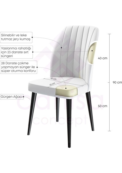 Concept Canisa Rio Serisi 80 x 132 cm Mdf Açılabilir Siyah Mermer Desen Mutfak Masa Takımı + 4 Adet Sandalye